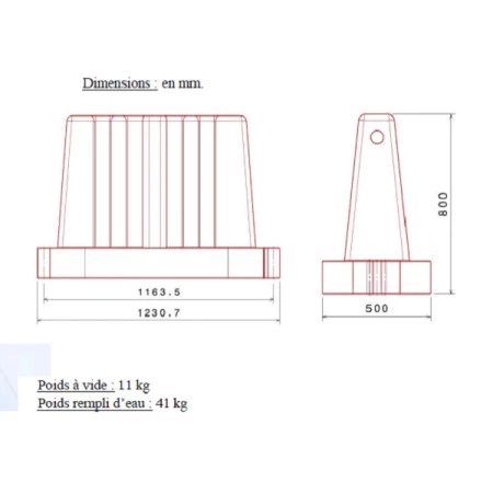 Séparateur de voies lestable et empilable. Hauteur 800 mm Séparateur de voies lestable et empilable. Hauteur 800 mm