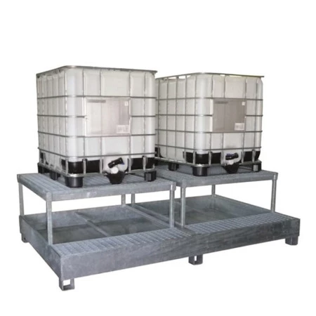 Bac de rétention en acier 2 conteneurs de 1000 litres Bac de rétention en acier 2 conteneurs de 1000 litres