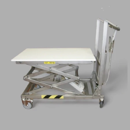 Table élévatrice électrique inox. Plateau en PEHD Table élévatrice électrique inox. Plateau en PEHD