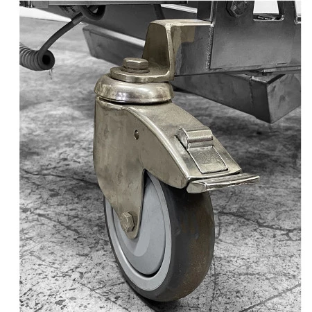 4 roues à freins Ø 125 mm avec bandage caoutchouc gris non tâchant 4 roues à freins Ø 125 mm avec bandage caoutchouc gris non tâchant
