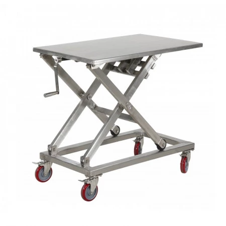 Table élévatrice en inox à manivelle Table élévatrice en inox à manivelle