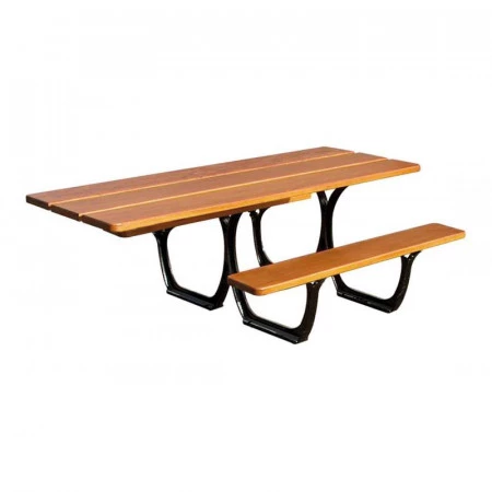 Table de pique-nique avec banquettes intégrées Table de pique-nique avec banquettes intégrées