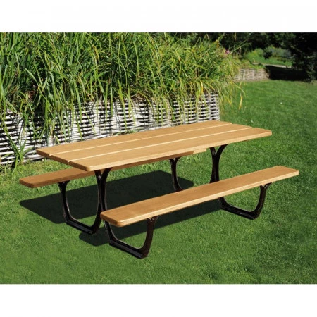 Table de pique-nique avec banquettes intégrées Table de pique-nique avec banquettes intégrées