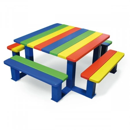 Table de pique-nique avec banquettes intégrées pour enfants