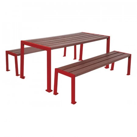 Table et banquettes de pique-nique en plastique recyclé Table et banquettes de pique-nique en plastique recyclé