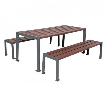 Table et banquettes de pique-nique en plastique recyclé Table et banquettes de pique-nique en plastique recyclé
