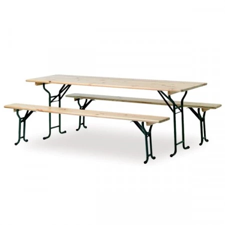 Table et banquettes de pique-nique pliable à piétement rond