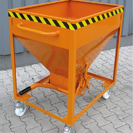 Trémie distributrice sur roulettes. fixes et 2 pivotantes avec frein Trémie distributrice sur roulettes. fixes et 2 pivotantes avec frein
