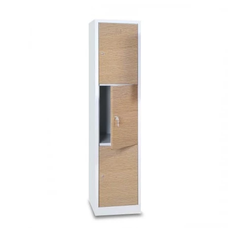 Vestiaire 3 cases superposées portes en bois - Larg. 400 mm