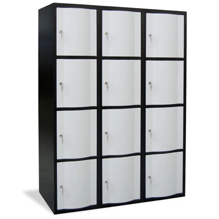 Vestiaire 4 cases superposées à portes bombées - Larg. 400 mm Vestiaire 4 cases superposées à portes bombées - Larg. 400 mm