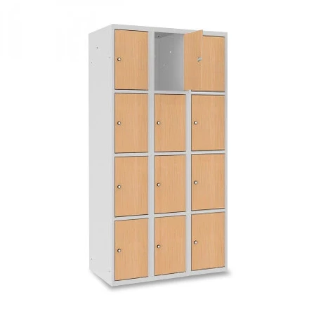Vestiaire 4 cases superposées portes en bois - Larg. 300 mm