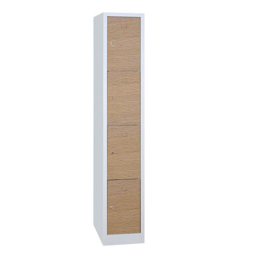 Vestiaire 4 cases superposées portes en bois - Larg. 400 mm