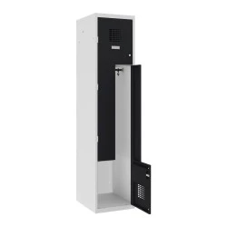 Vestiaire en L 1 colonne Corps gris perle Porte noire