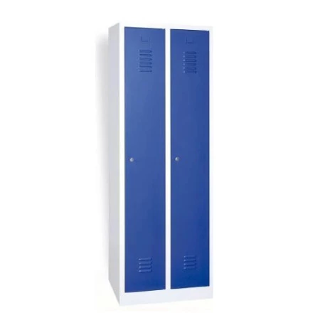 Lot de 2 Vestiaires industrie propre - Largeur 250 mm 2 colonnes corps gris porte bleue