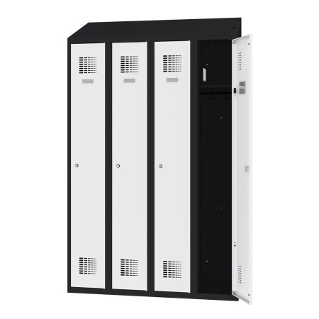 Malow MSum 340v avec elec. La fermeture moraillon porte cadenas ou serrure (2 clefs fournies) est comprise pour l'achat du vestiaire. Construction robuste avec portes renforcées et tampons anti-bruits Malow MSum 340v avec elec. La fermeture moraillon porte cadenas ou serrure (2 clefs fournies) est comprise pour l'achat du vestiaire. Construction robuste avec portes renforcées et tampons anti-bruits