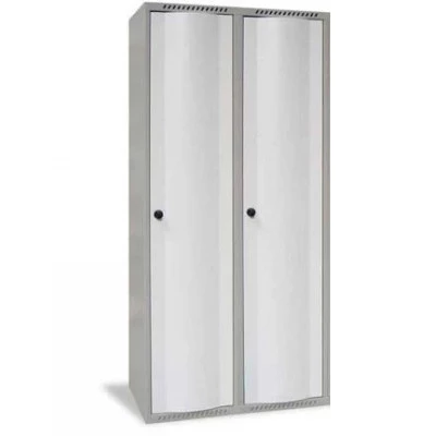Vestiaire métallique à portes bombées industrie salissante monobloc, des butées d'arrêt limitent l'ouverture de la porte à 90 Vestiaire métallique à portes bombées industrie salissante monobloc, des butées d'arrêt limitent l'ouverture de la porte à 90