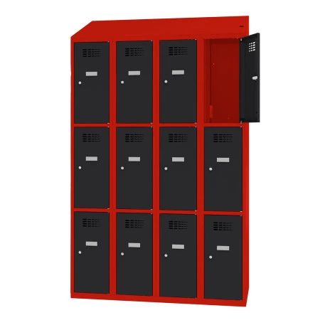 Vestiaire multicases 3 cases superposées - Larg. 300 mm avec prise 220 V et 2 ports USB