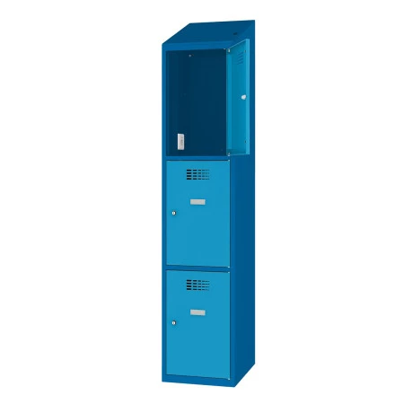 Malow Msus 413 elec. Vestiaire monobloc (soudé en usine) à 3 cases superposées avec coiffe intégrée.
Disponible en 1 à 3 colonnes, largeur 400mm.
Peinture en poudre électrostatique époxy cuite au four Malow Msus 413 elec. Vestiaire monobloc (soudé en usine) à 3 cases superposées avec coiffe intégrée.
Disponible en 1 à 3 colonnes, largeur 400mm.
Peinture en poudre électrostatique époxy cuite au four
