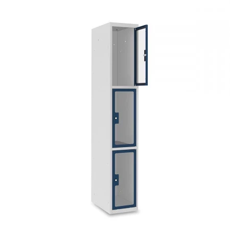 Vestiaire multicases 3 cases superposées plexi - Larg. 300 mm. Monobloc soudé en usine de 1 à 4 colonnes.Peinture poudre époxy cuite au four à 180°C.