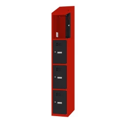 Vestiaire multicases 4 cases superposées - Larg. 300 mm avec prise 220 V et 2 ports USB