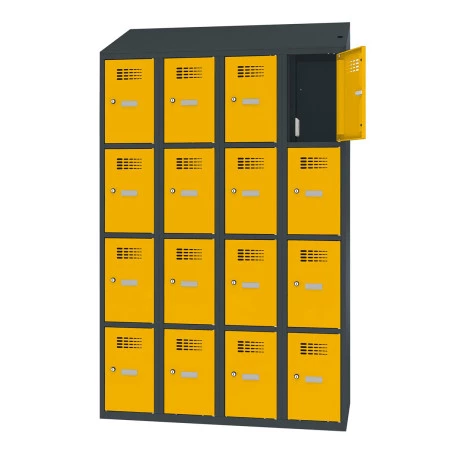 Vestiaire multicases 4 cases superposées - Larg. 300 mm avec prise 220 V et 2 ports USB