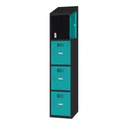 Vestiaire multicases 4 cases superposées - Larg. 400 mm avec prise 220 V et 2 ports USB