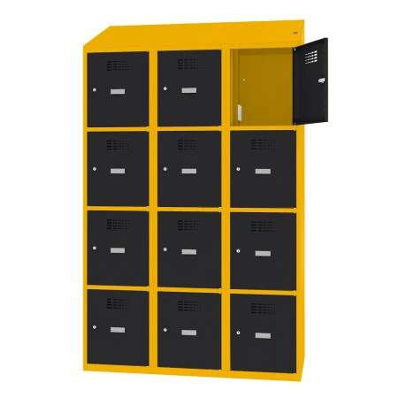 Vestiaire multicases 4 cases superposées - Larg. 400 mm avec prise 220 V et 2 ports USB