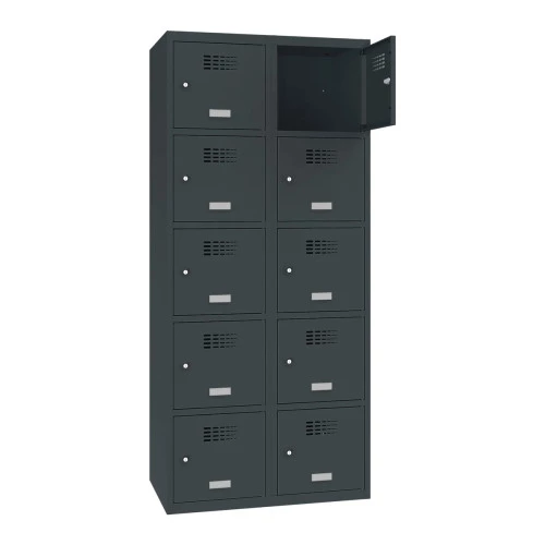 Vestiaire 10 cases 2 colonnes Corps et Porte Anthracite