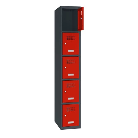 Malow Sus 315. Vestiaire monobloc à 5 cases superposées.
Disponible en 1 à 4 colonnes, largeur 300mm.
Peinture en poudre électrostatique époxy cuite au four. Malow Sus 315. Vestiaire monobloc à 5 cases superposées.
Disponible en 1 à 4 colonnes, largeur 300mm.
Peinture en poudre électrostatique époxy cuite au four.