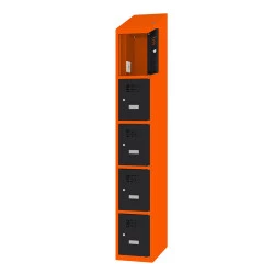 Vestiaire multicases 5 cases superposées - Larg. 300 mm avec prise 220 V et 2 ports USB