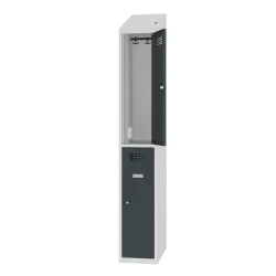 Vestiaire multicases 2 cases superposées - Larg. 300 mm prise électrique et 2 ports USB