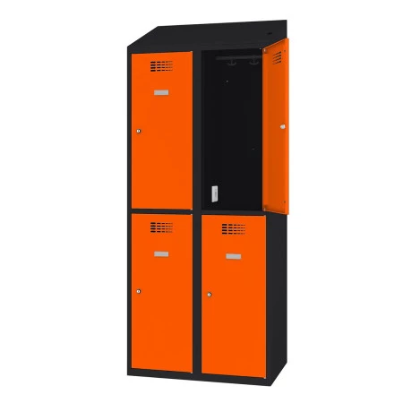 Vestiaire multicases 2 cases superposées - Larg. 400 mm avec prise 220 V et 2 ports USB