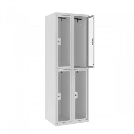 Vestiaire multicases 2 cases superposées plexi - Larg. 300 mm. En tôle acier phosphatée d’épaisseur 8/10e pour le corps et 10/10e pour les cadres des portes. Epaisseur du plexi 4mm Vestiaire multicases 2 cases superposées plexi - Larg. 300 mm. En tôle acier phosphatée d’épaisseur 8/10e pour le corps et 10/10e pour les cadres des portes. Epaisseur du plexi 4mm