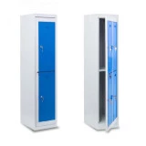 Vestiaire multicases 2 cases superposées - visitable monobloc de 1 à 3 colonnes. Ouverture de la porte à 115°. Finition peinture en poudre électrostatique époxy cuite au four Vestiaire multicases 2 cases superposées - visitable monobloc de 1 à 3 colonnes. Ouverture de la porte à 115°. Finition peinture en poudre électrostatique époxy cuite au four