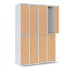 Vestiaire 2 cases superposées avec portes en bois 4 colonnes 8 casiers en option avec 1 prise 220 V et 2 ports USB par casier, Vestiaire 2 cases superposées avec portes en bois 4 colonnes 8 casiers en option avec 1 prise 220 V et 2 ports USB par casier,