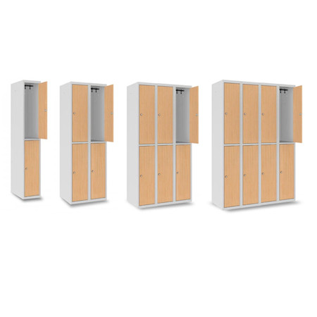 Vestiaire 2 cases superposées avec portes en bois en MDF de 1 à 4 colonnes nombreux accessoires et coloris disponible Vestiaire 2 cases superposées avec portes en bois en MDF de 1 à 4 colonnes nombreux accessoires et coloris disponible