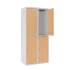 Vestiaire double avec portes en bois MDF 2 colonnes 4 cases aération sur les montants haut et bas du vestiaire. Vestiaire double avec portes en bois MDF 2 colonnes 4 cases aération sur les montants haut et bas du vestiaire.