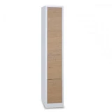 Vestiaire 4 cases superposées portes en bois - Larg. 300 mm monobloc 1 colonnes 4 cases finition haut gamme Vestiaire 4 cases superposées portes en bois - Larg. 300 mm monobloc 1 colonnes 4 cases finition haut gamme