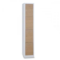 Vestiaire 4 cases superposées portes en bois - Larg. 300 mm