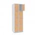 Vestiaire 4 cases superposées portes en bois largeur 300 mm 2 colonnes 8 casiers avec aération sur les montants haut et bas du vestiaire Vestiaire 4 cases superposées portes en bois largeur 300 mm 2 colonnes 8 casiers avec aération sur les montants haut et bas du vestiaire
