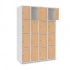 Vestiaire 4 cases superposées portes en bois - Larg. 300 mm option 1 prise 220 V et 2 ports USB par casier 4 colonnes 16 casiers Vestiaire 4 cases superposées portes en bois - Larg. 300 mm option 1 prise 220 V et 2 ports USB par casier 4 colonnes 16 casiers