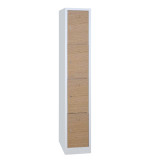 Vestiaire 4 cases superposées portes en bois - Largeur 400 mm corps en tôle acier phosphatée d'épaisseur 8/10e 1 colonnes 4 cases Vestiaire 4 cases superposées portes en bois - Largeur 400 mm corps en tôle acier phosphatée d'épaisseur 8/10e 1 colonnes 4 cases