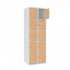 Vestiaire 5 cases superposées portes en bois MDF- Larg. 300 mm monobloc 2 colonnes 10 cases corps en tôle acier phosphatée d'épaisseur 8/10e Vestiaire 5 cases superposées portes en bois MDF- Larg. 300 mm monobloc 2 colonnes 10 cases corps en tôle acier phosphatée d'épaisseur 8/10e