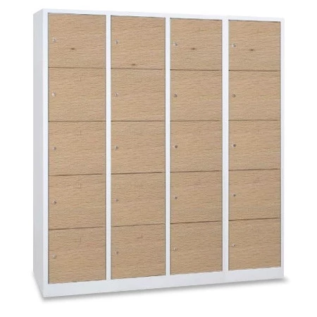 Vestiaire 5 cases superposées portes en bois montée sur charnières piano.- Larg. 300 mm 4 colonnes 20 casiers nombreux coloris et accessoires disponibles Vestiaire 5 cases superposées portes en bois montée sur charnières piano.- Larg. 300 mm 4 colonnes 20 casiers nombreux coloris et accessoires disponibles