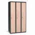 Vestiaire porte en bois monobloc 3 colonnes équipé d'une tablette fixe et d'une barre porte cintre avec 2 crochets double par colonne Vestiaire porte en bois monobloc 3 colonnes équipé d'une tablette fixe et d'une barre porte cintre avec 2 crochets double par colonne
