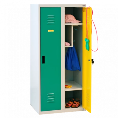 Vestiaire pour maternelle L400. Construction robuste en métal soudé. Porte étiquette adhésive. 1 tablette haute et basse, penderie et vide poche. Ouie d'aération haute et basse pour la circulation de l'air. Peinture en poudre électrostatique époxy cuite a Vestiaire pour maternelle L400. Construction robuste en métal soudé. Porte étiquette adhésive. 1 tablette haute et basse, penderie et vide poche. Ouie d'aération haute et basse pour la circulation de l'air. Peinture en poudre électrostatique époxy cuite a